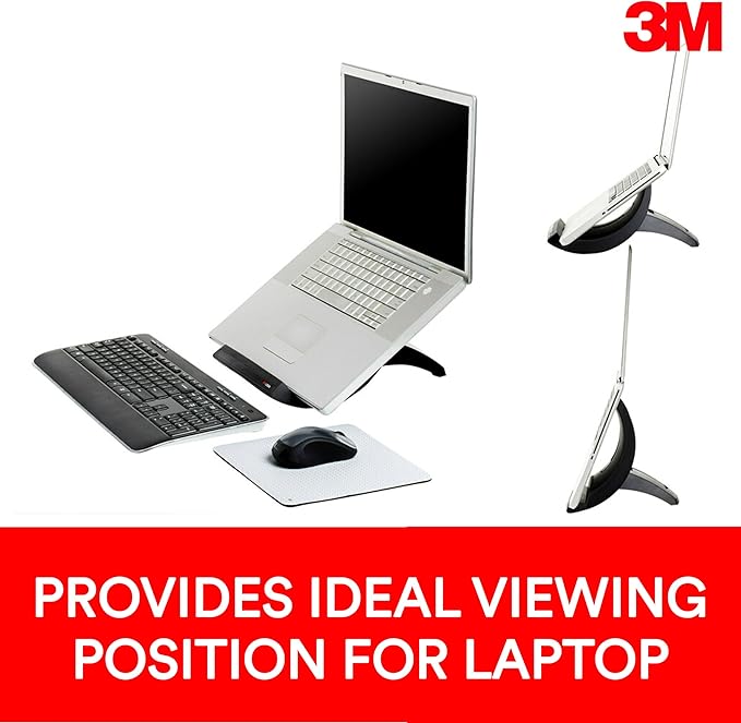 3M Vertical Notebook Computer Riser With Cable Management, 9" X 12" X 6.5" To 9.5", Black/charcoal Gray, Supports 20 Lbs