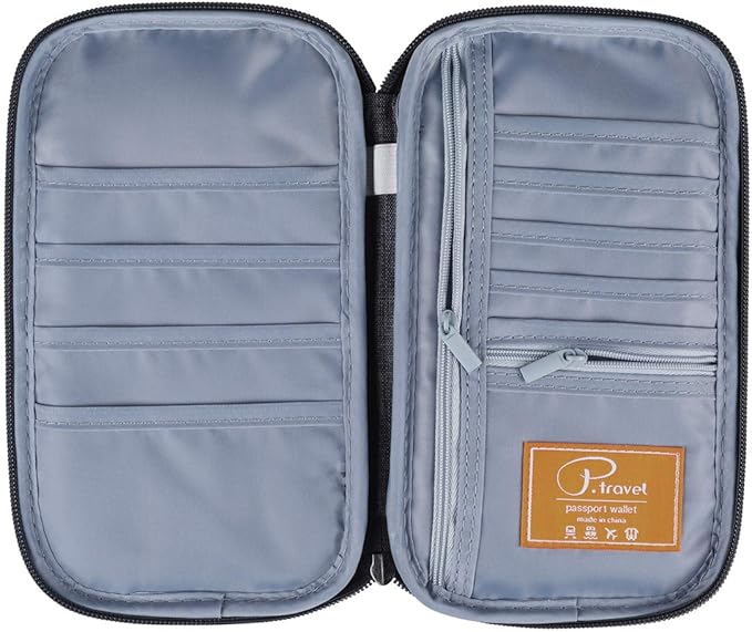 VanFn RFID Travel Passport Wallet, Family Passport Holder, Trip Document Organizer P.Travel Series (Grey)
