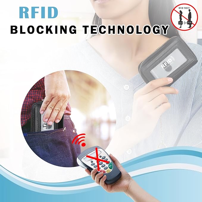 imeetu Rfid Credit Card Holder,Genuine Leather Businese Card Case,Rfid Blocking Wallet for Women & Men