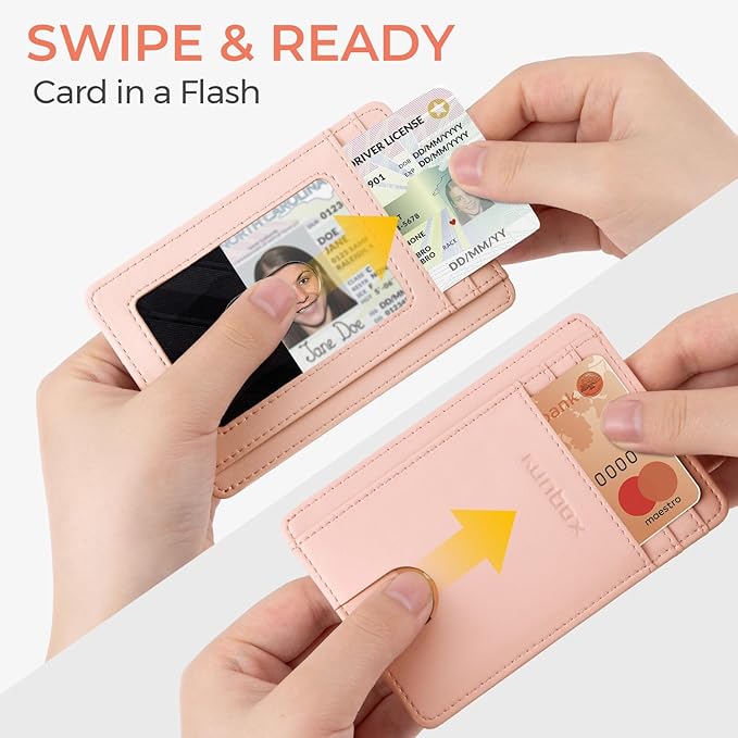 RUNBOX Slim ID Cases Minimalist Front Pocket RFID Blocking Leather Wallets for Men and Women Card Holder Wallets Gifts for men