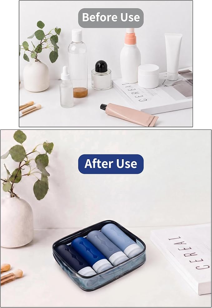 Gemice Travel Bottles - TSA Approved 3oz Containers, BPA Free, Leak Proof, Refillable Liquid Travel Accessories for Shampoo, Lotion, Soap