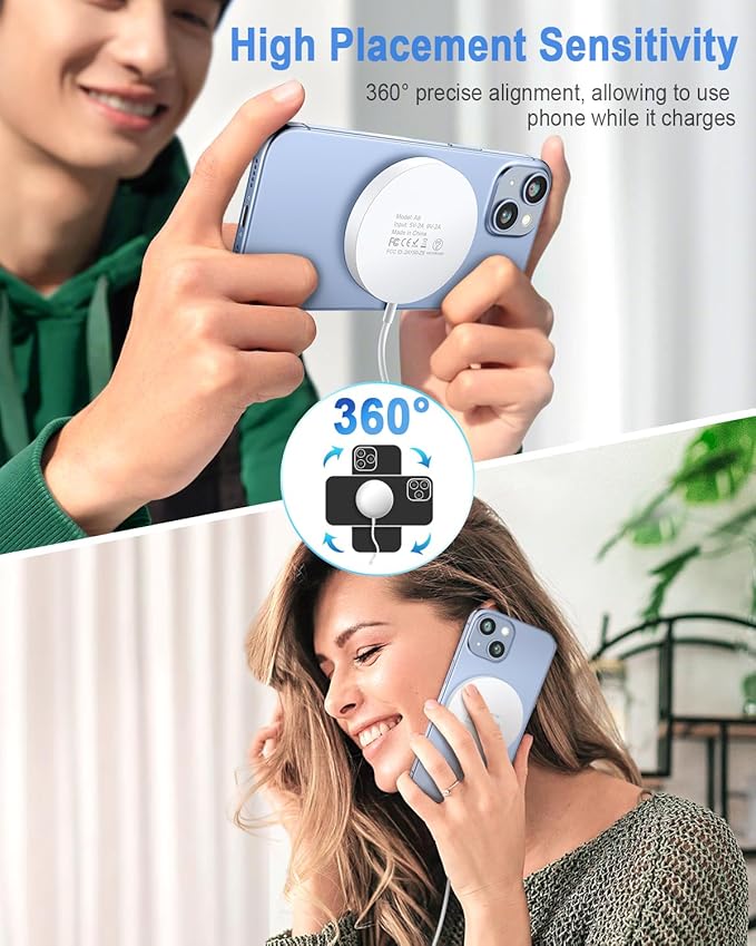 Magnetic Wireless Charger Mag Safe Charging Pad Compatible with iPhone 17/17 Pro Max/iPhone Air/16/15/15 Plus/14/13/12 Series, 2025 Upgraded Fast Mag-Safe LED Charger with 20W Type-C Adapter (White)