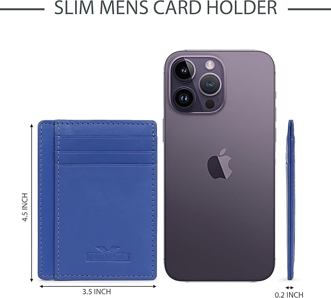 Ultra Slim Leather Wallet Just 0.12 Thick, 6 Card Slots, RFID Blocking, Soft, Durable, Minimalist Genuine Leather, Credit Card Holder for Men & Women Great Gift