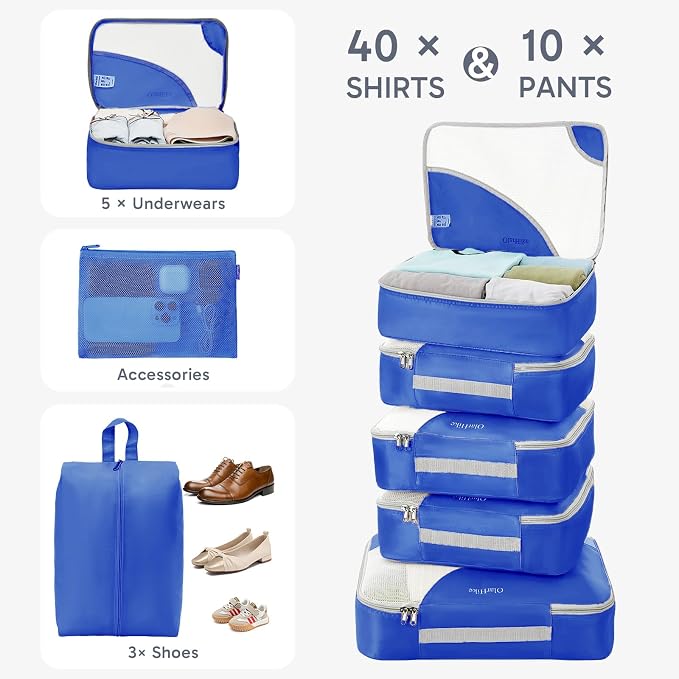 OlarHike 10 Set Packing Cubes for Travel, Gifts for Women Mom,Anti-Tearing Suitcase Organizer with Over 1000 pcs Mesh Holes,Vacation Essentials & Accessories for Cruise Ship