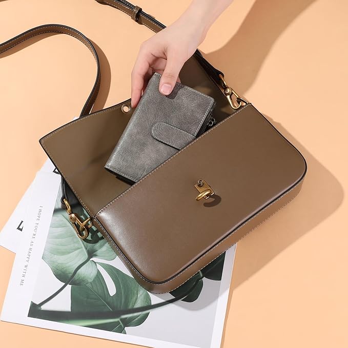 GOIACII Womens Wallets RFID Blocking Leather Trifold Clutch Wallet Credit Card Holder Ladies Purse 3 ID Windows Grey