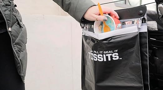 Tossits Recycled Disposable Car Trash Bags – Leakproof, Smell Proof Hanging Garbage Bags for Car, Truck, SUV, RV & Vehicle – Black, 21 Count Disposable Automotive Trash Bags