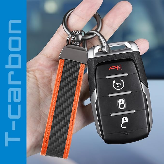 Real Carbon Fiber Car Keychain Minimalist Leather Edges Key Chain Holder Keychains Replacement Keychain Car Key Accessories