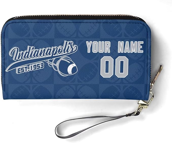 Custom Sports Team Zip Organizer Wallet-Personalized PU Leather Wallet with Name Number,Multi-Card Slots,Wrist Strap,Fan Gift for Men Women.