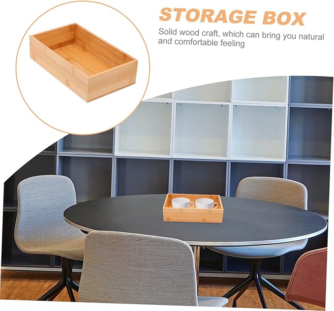 Refined and Wood Desktop Storage Box for Organizing Home Khaki Compact Design Safe Material Stylish Decoration Easy to Use Natural Craftsmanship