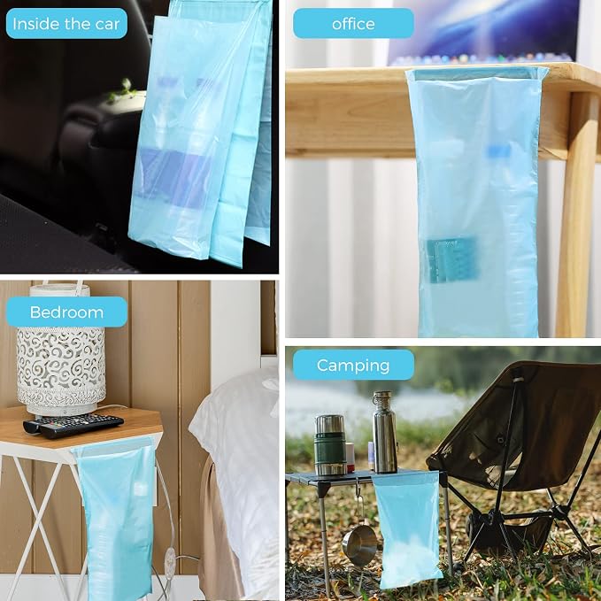Hanging Disposable Stick-On Recyclable Car Garbage Bags, Vomit Bags for Car, Kitchen, Bedroom, Study Room, Travel, Camping, Office Space, Pack of 100