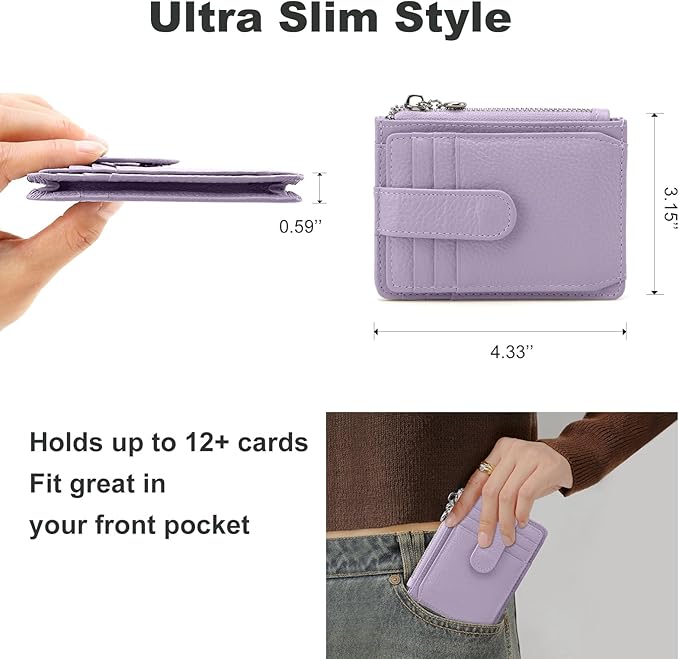 Slim Wallet for Women Genuine Leather Card Holder Thin Womens RFID Blocking Small Wallets