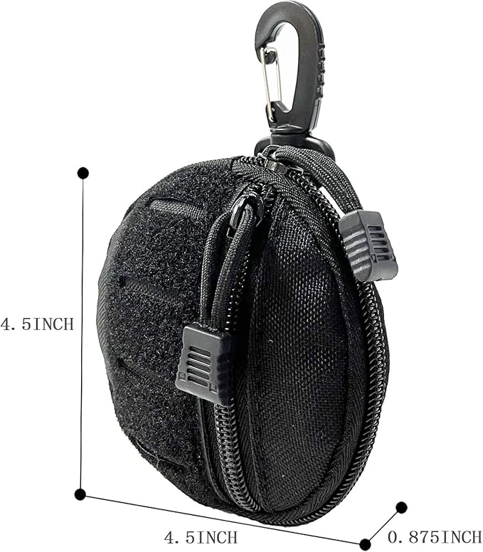 1000D Laser Cut Molle Pouch EDC Pouch Tactical Round Zipper Bag Case Coin Pouches Coin Purse Keychain Little Change Wallet Wireless Headset Pack Gadget Bag