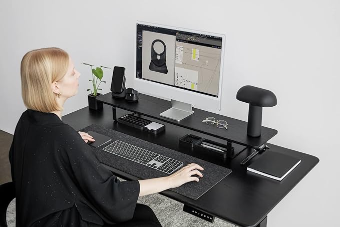 Oakywood Dual Monitor Stand - Handmade in EU - Natural Wood Monitor Stand Riser - Laptop Accessories ??220 lbs (100 kg) Capacity - 41.3"x9" (105x23 cm) ??100% Natural Black Stained Oak