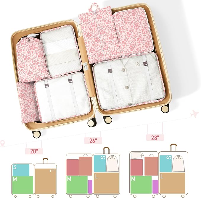 Packing Cubes for Travel - 8 Set Luggage Organizer Bags for Family, Mesh Breathable Packing Cubes for Suitcases Durable Travel Essentials Bags Set