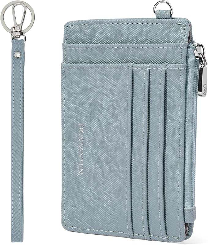 BOSTANTEN Small Wallet For Women RFID Leather Credit Card Holder Slim Wristlet Keychain Wallet With Zipper Pocket
