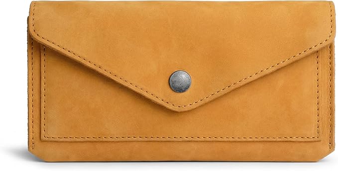 Hide & Drink, Full Grain Leather Large Female Wallet, Travel Organizer for Women, Vintage Money and Card Holder, Handmade, Old Tobacco
