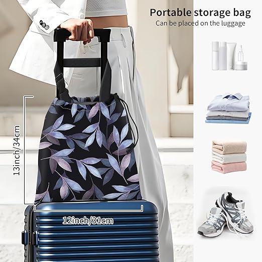 Car Trash Bag Large Hanging Can for Back of Seat, Cute Waterproof Car Garbage Bag for Vehicle, Travelling, Outdoor Cute Blue Black Leaf