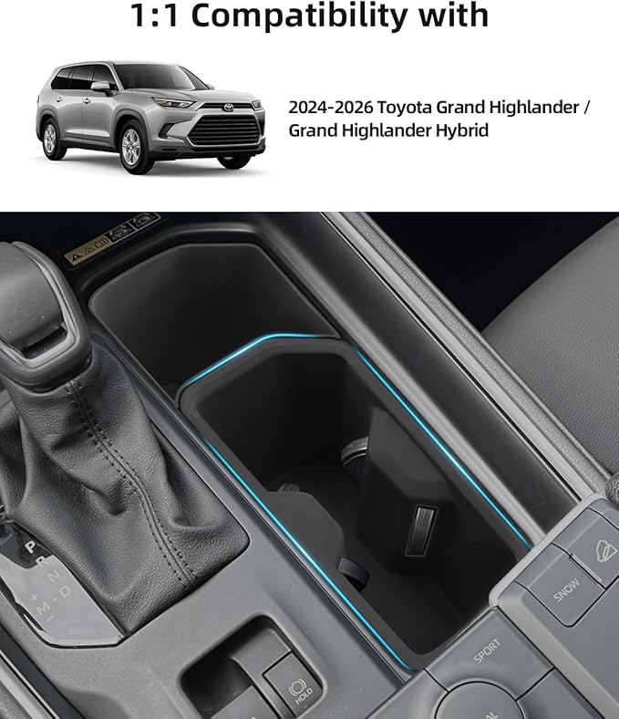 Center Console Storage Cup Holder for 2024 2025 2026 Toyota Grand Highlander/Grand Highlander Hybrid, 2025 2026 Toyota Grand Highlander Hybrid Accessories(2Pack)