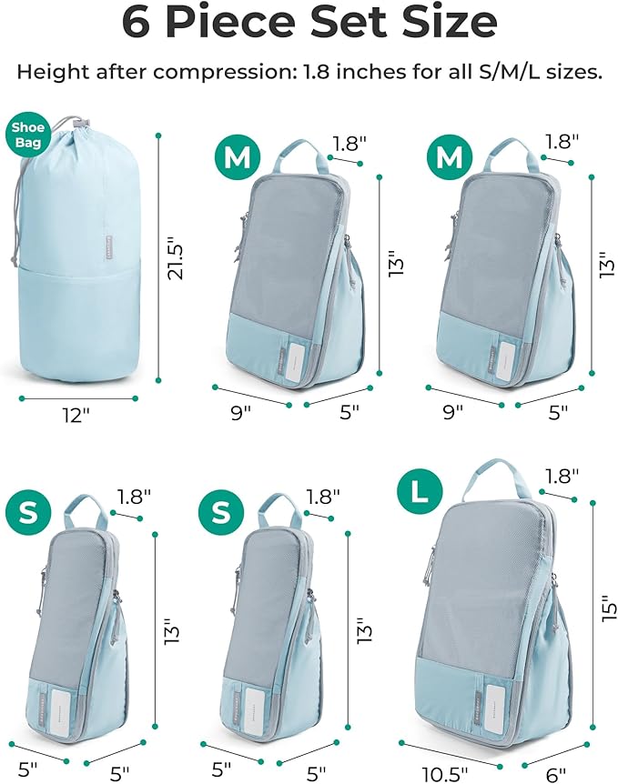 BAGSMART 6 Set /4 Set/2 Set Compression Packing Cubes for Travel, Lightweight Luggage Organizer Bags, Durable Space Saver Bags Travel Essentials
