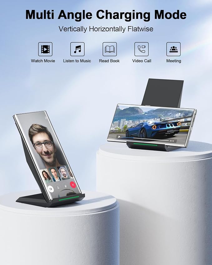 Fast Wireless Charger, [2 Pack] NANAMI Wireless Charging Stand for iPhone 16/16 Plus/16 Pro/16 Pro Max/15/14/13/12, Phone Charger Dock for Samsung Galaxy S26/S26+/S24/S24 Ultra/S23/S22/S21, Pixel 6/5