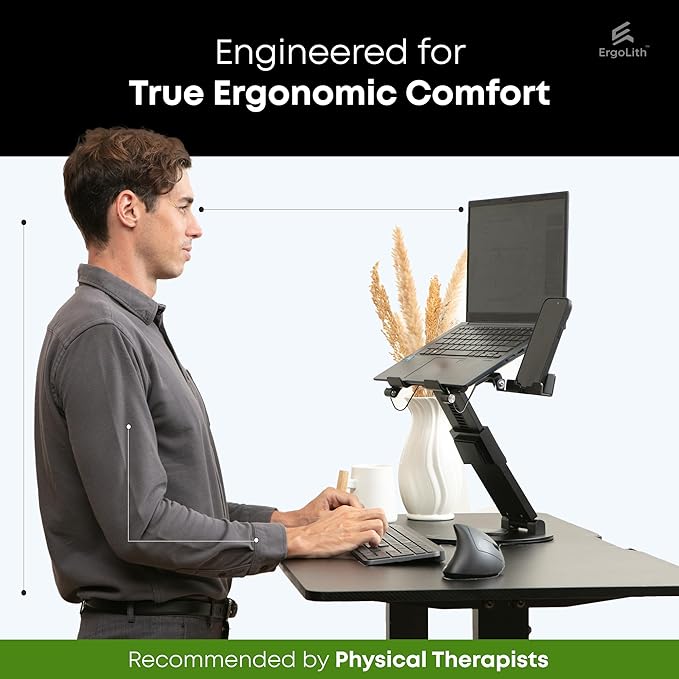 3-in-1 Adjustable Laptop Stand, Book Stand, and Phone Holder - 360° Rotating Display for All Laptops - 2??1" Height for Ergonomics - Office Desk Accessories - Stylish - Patented - Sky Black