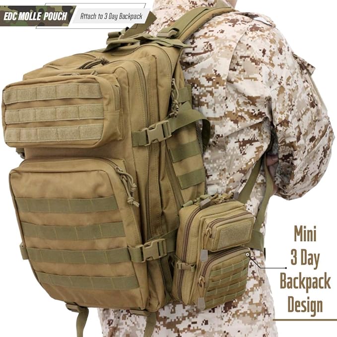 LIVANS Tactical Molle Utility Pouch, EDC Tool Pouch Tactical Phone Pouches Mini Waist Pouches Medical EDC IFAK Pack Mini Design of 3-Day Backpack