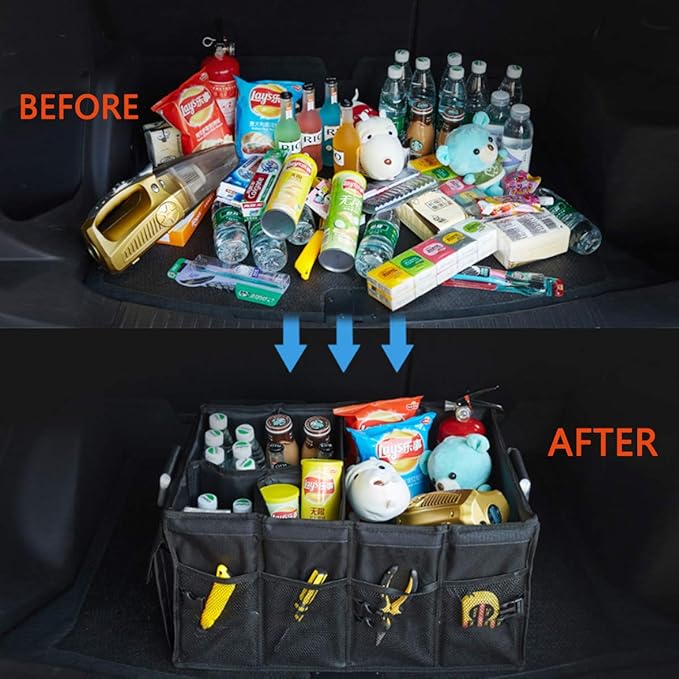 Car Trunk Organizer for SUV, Truck, Auto. Durable Collapsible Cargo Storage. With Extremely Strong Non-Slip Bottom Strips, Waterproof Bottom, Durable Materials(Large covered,Rose Red)