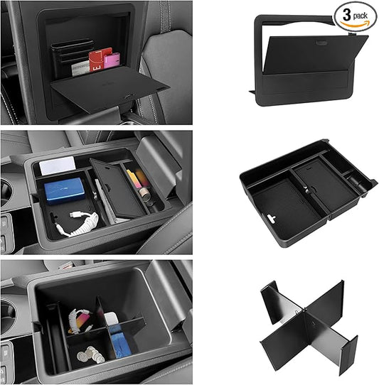 3PCS Center Console Organizer Compatible with Honda 2023-2025 2026 Pilot & 2024-2026 Passport & 2024 2025 Ridgeline Accessories Armrest Divider Hidden Box Organizer