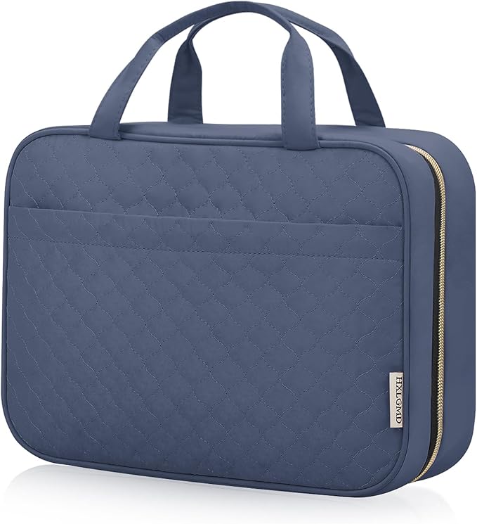 HXLGMD Travel Size Toiletry Bag for Women, Portable Cosmetic Bag with Hanging Hook, Travel Essentials Water-resistant Makeup Organizer for Accessories, Shampoo, Full-size Container, Toiletries
