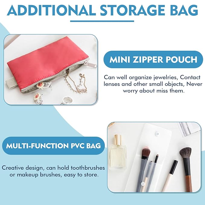 INVODA Drawstring Cosmetic Bag Travel Makeup Bag for Women Toiletry Bag Portable Drawstring Make up Organizer Bag for Travel (Red)