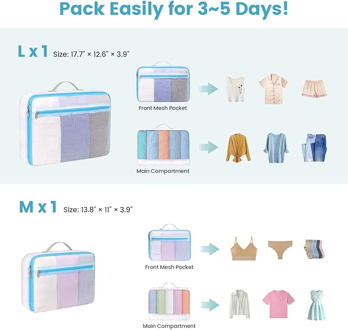 Cambond Mesh Packing Cubes for Travel Women - Lightweight Travel Bags Luggage Packing Organizer Travel Cubes for Suitcase with Handle