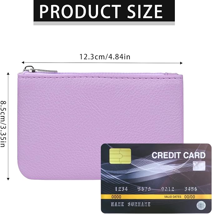 KALIONE 2 Pack Coin Purse, Portable PU Leather Coin Purse with Zipper Coin Purse Mini Change Purse Small Coin Purse for Women Credit Card Folded Bills ID Key(Blue&Purple)