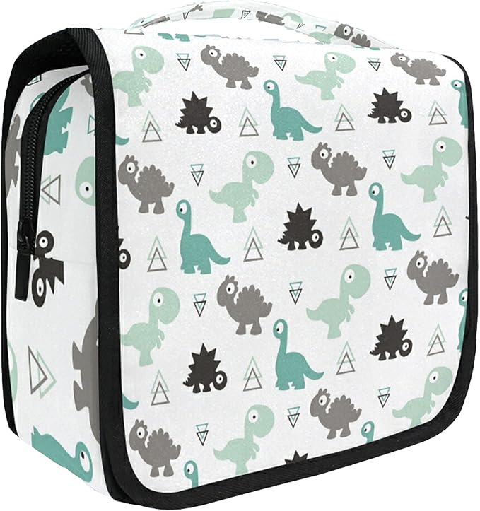 senya Hanging Travel Toiletry Bag Kit Makeup Case Cosmetics Organizer for Men Women (Dinosaur Grey)