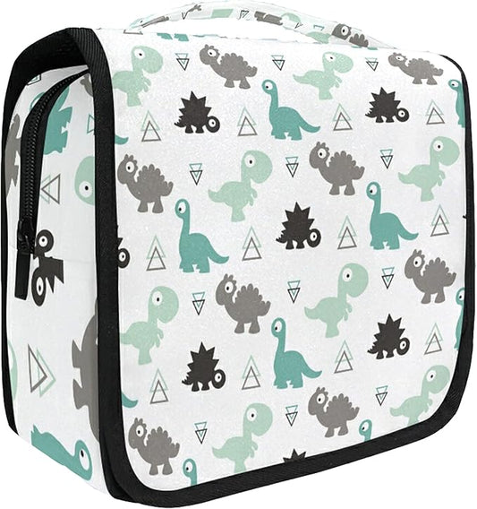 senya Hanging Travel Toiletry Bag Kit Makeup Case Cosmetics Organizer for Men Women (Dinosaur Grey)