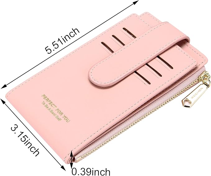 Badiya Slim Women Wallet RFID Blocking Bifold Compact 9 Card Slots Holder Wallets Soft Leather with Zipper Coin Pocket 2 ID Window