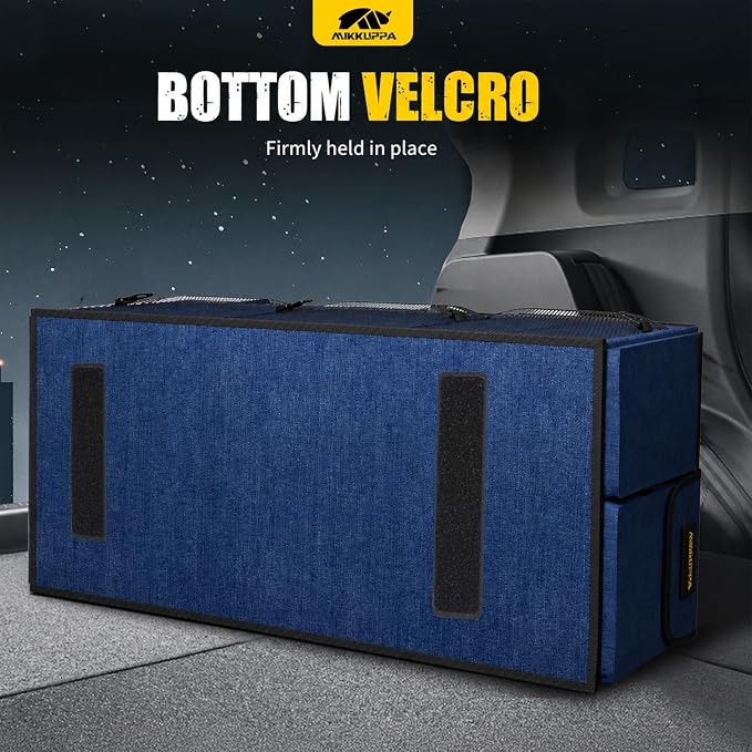 MIKKUPPA Car Trunk Organizer - 95L Collapsible Trunk Organizer with Lid, Sturdy Car Storage for SUV Auto Truck Van with Adjustable Straps and Non Slip Bottom (Blue, XX-Large)