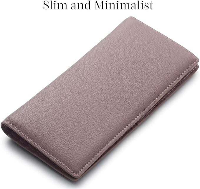 Bveyzi Ultra Slim Thin Leather RFID Blocking Credit Card Holder Bifold Clutch Wallets for Women