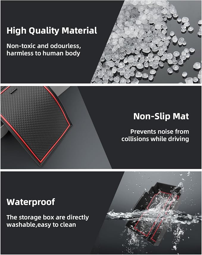 Center Console Organizer for Subaru Crosstrek 2024 2025 Armrest Insert Storage Tray with Non-Slip Rubber Mat Subaru Impreza Organiser Accessories, Red