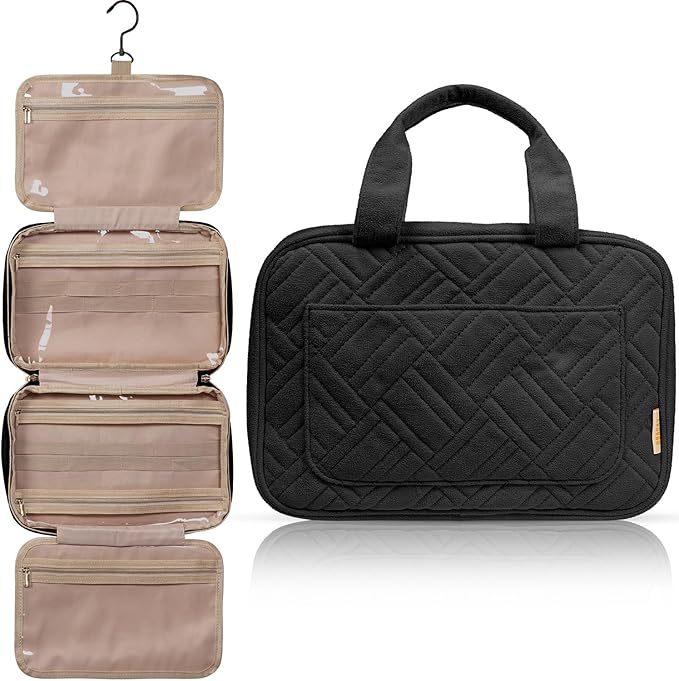 BOACAY Hanging Travel Toiletry Bag for Women, Makeup Bag, Bathroom & Shower Organizer Kit for Accessories, Cosmetics, Travel Essentials