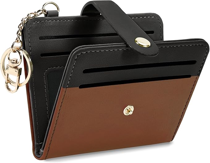 Airkit Small Wallets Woman RFID Blocking Leather Credit Card Holder - with ID Window - Card Wallets for Women - with Zipper Coin Purse - Keychain Wallet