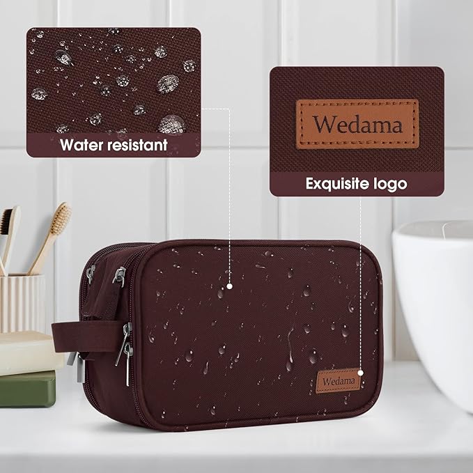 Wedama Toiletry Bag for Men, Handheld Travel Bag, Waterproof Toiletries, Thickened Polyester Dopp Kit, Toiletries Business Trips and Camping, Brown