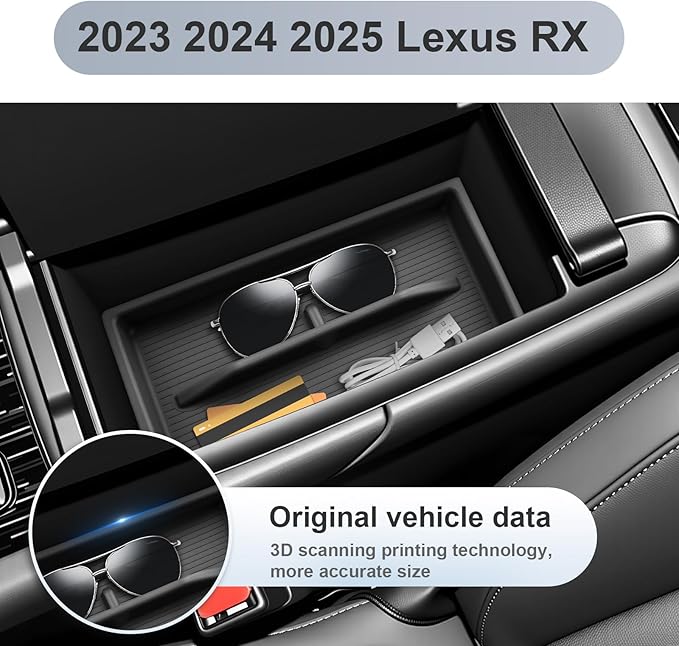 SKTU 2-Pack 2023 2024 2025 2026 Lexu s RX350 Center Console Organizer for 2023-2026 Lexu s RX350/RX450h/RX500h Console Tray 2023 2024 2025 2026 RX350 Accessories with Sunglasses Holder [Double Layers]