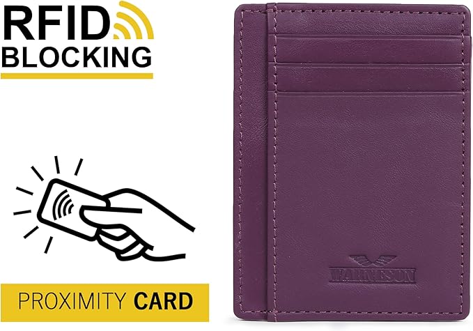 Ultra Slim Leather Wallet Just 0.12 Thick, 6 Card Slots, RFID Blocking, Soft, Durable, Minimalist Genuine Leather, Credit Card Holder for Men & Women Great Gift