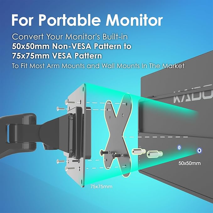 Kado Wall Mount Adapter Bracket Plate Arm Mount 50x50mm to 75x75mm, Mounting Pattern Converter Universal for Monitors, TVs, Mini PCs and Sceptre Displays