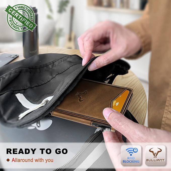 BULLIANT Men Wallet,Magnetic Metal Wallet Money Clip 9Cards Pop-up Access RFID Blocking