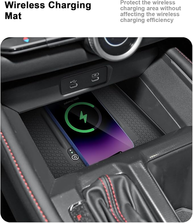ECOZEN Center Console Organizer For 2023-2026 Honda Accord - 3 Pcs Armrest Box Storage Tray + Silicone Wireless Charging Area Mat + TPE Cup Holder For 2023-2026 Accord Hybrid Accessories