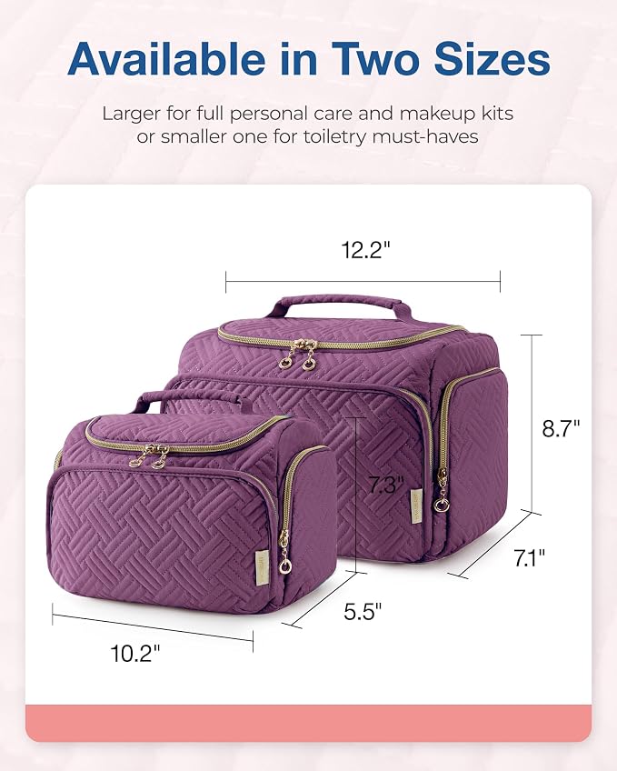 BAGSMART Travel Toiletry Bag for Women, Cosmetic Bag Makeup Bag Organizer with Handle, Travel Bag for Toiletries, Travel Accessories, Full Sized Container