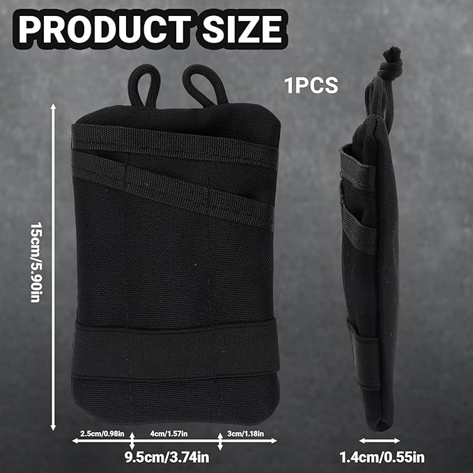 Small EDC Pocket Organizer, 5-Pocket EDC Pouch for Men, Compact EDC Tool Pouch for Knife Flashlight Pen Multitool, Black EDC Belt Pouch for Daily Carry