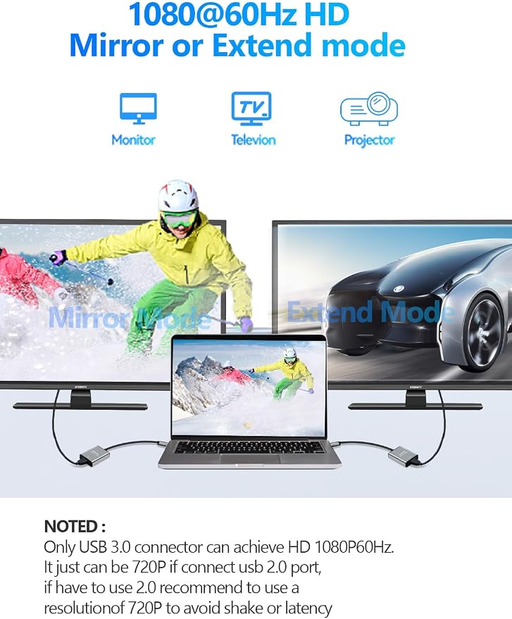 USB to HDMI Adapter for Laptop,USB hub,USB A 3.0 to HDMI Display Expander (USB 3.0-Silver)