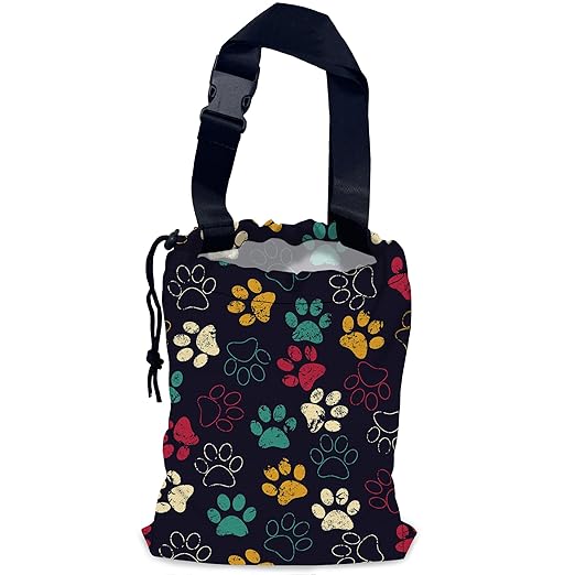 Colorful Paw Car Trash Bag,Hanging Drawstring Car Garbage Bag, Waterproof Canvas Car Back Seat Organizer with Adjustable Buckle, for Vehicles, SUVs, Camping, Road Trips